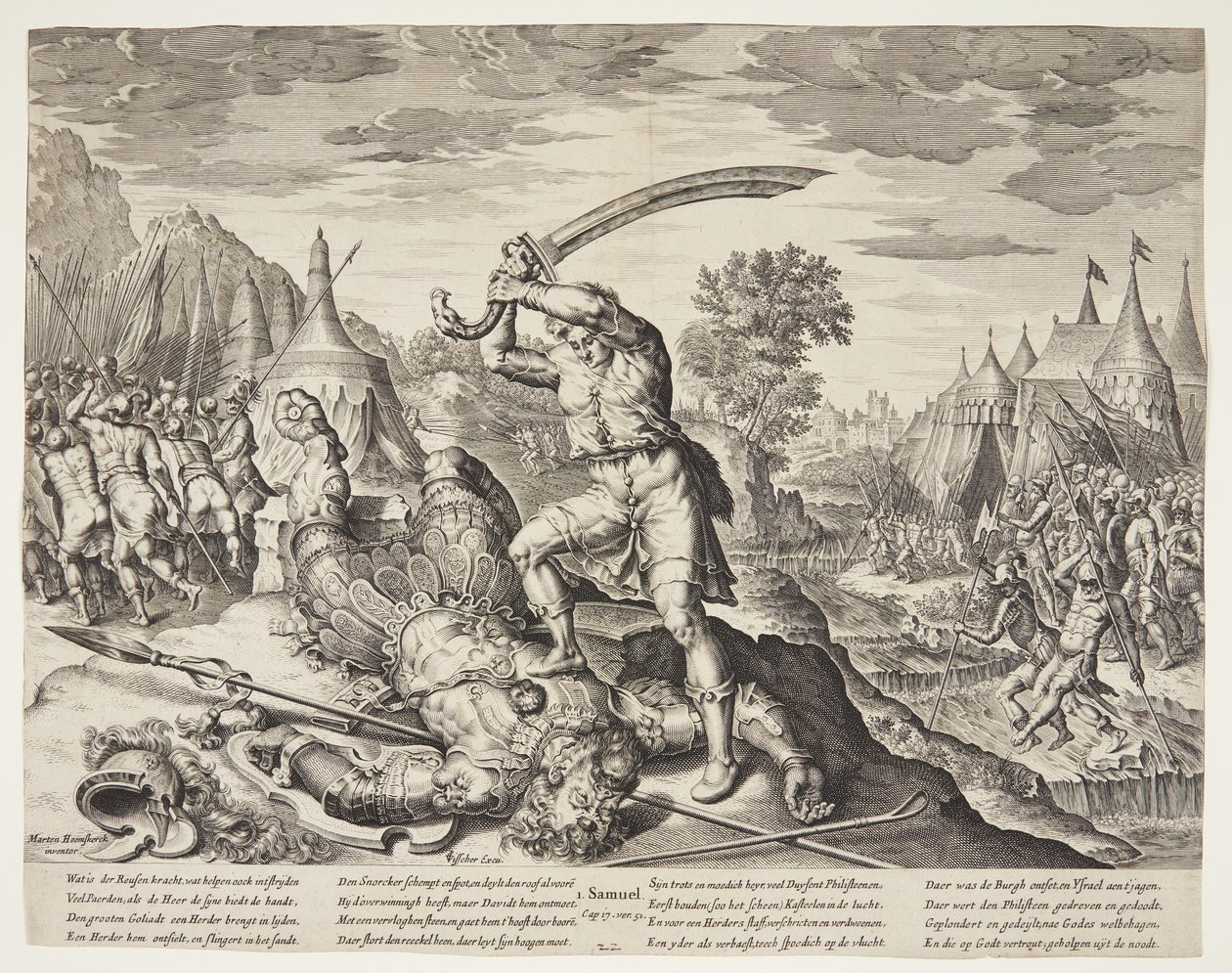 David trennt Goliaths Kopf ab von Ubekendt efter ubekendt efter Maarten van Heemskerck