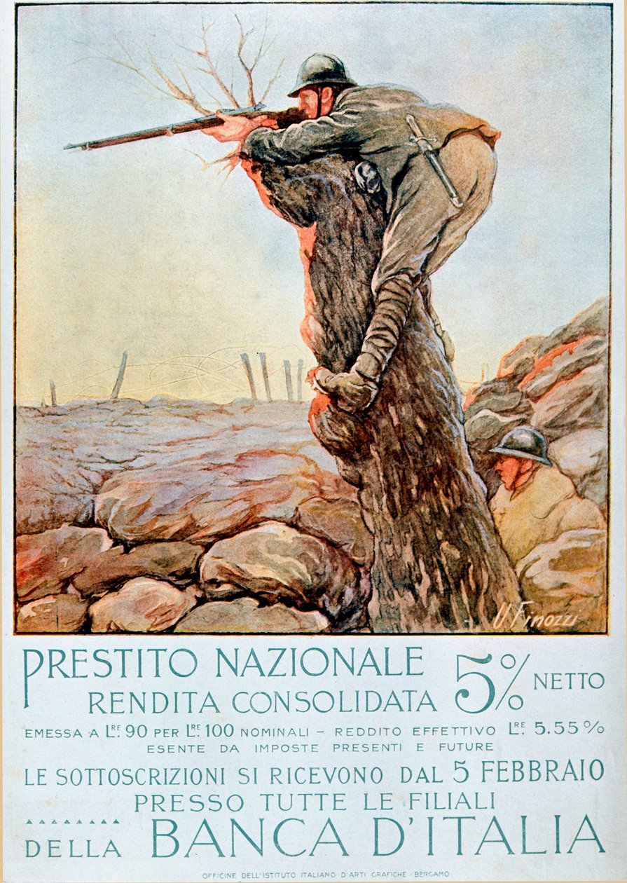 Erster Weltkrieg: Italienisches Plakat zur Förderung nationaler Anleihen. Illustration von Ugo Finozzi (20. Jahrhundert) 1914-1918 von Ugo Finozzi