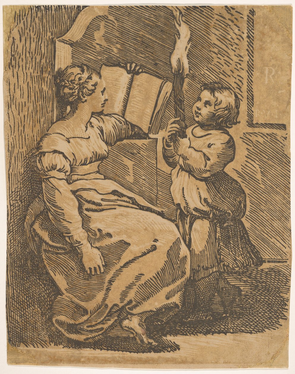 Eine Sibylle liest nach rechts, ca. 1517-18 von Ugo da Carpi