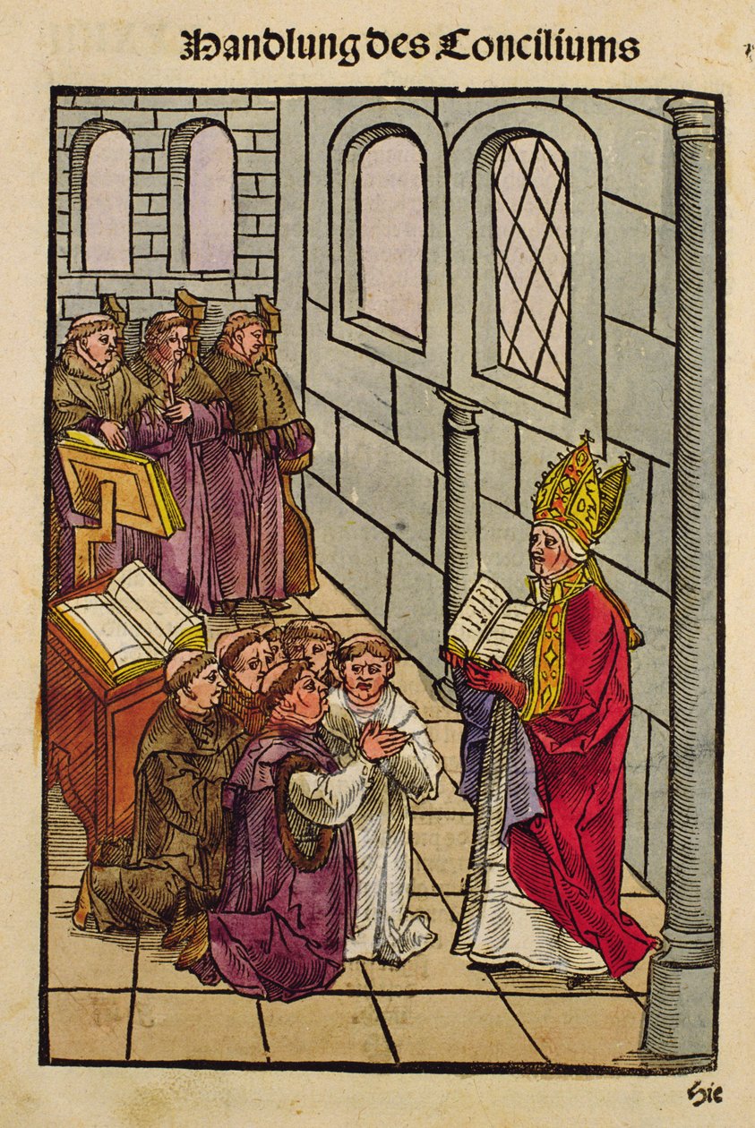 Eine Szene aus dem Konzil von Konstanz, aus 
