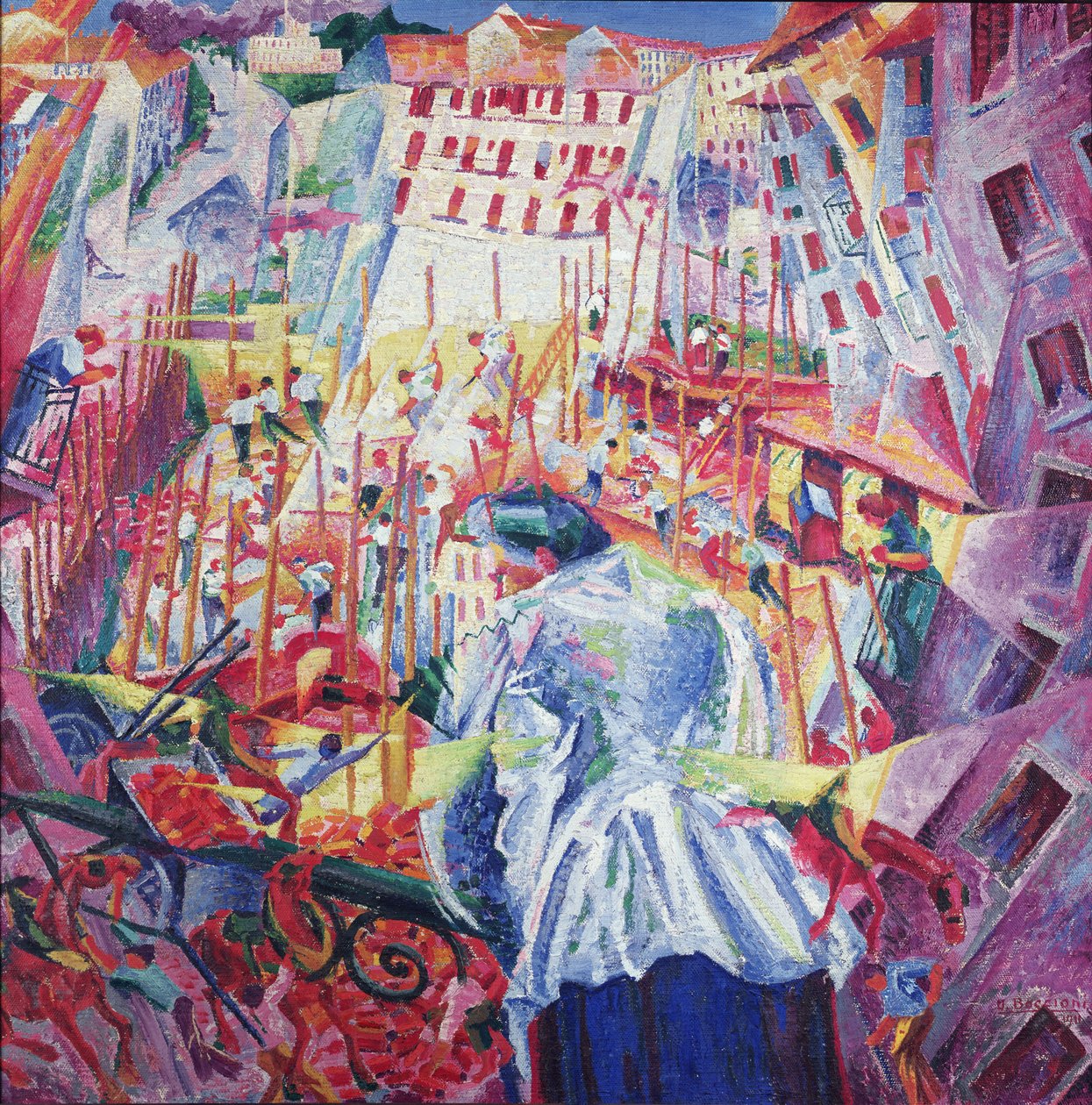 Die Straße betritt das Haus, 1911 von Umberto Boccioni