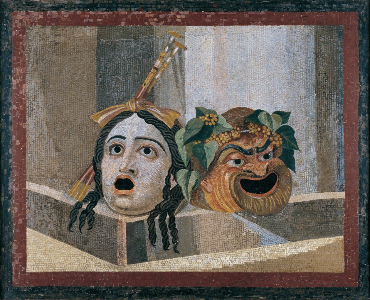 Mosaik der Theatermasken von Unbekannt Unbekannt