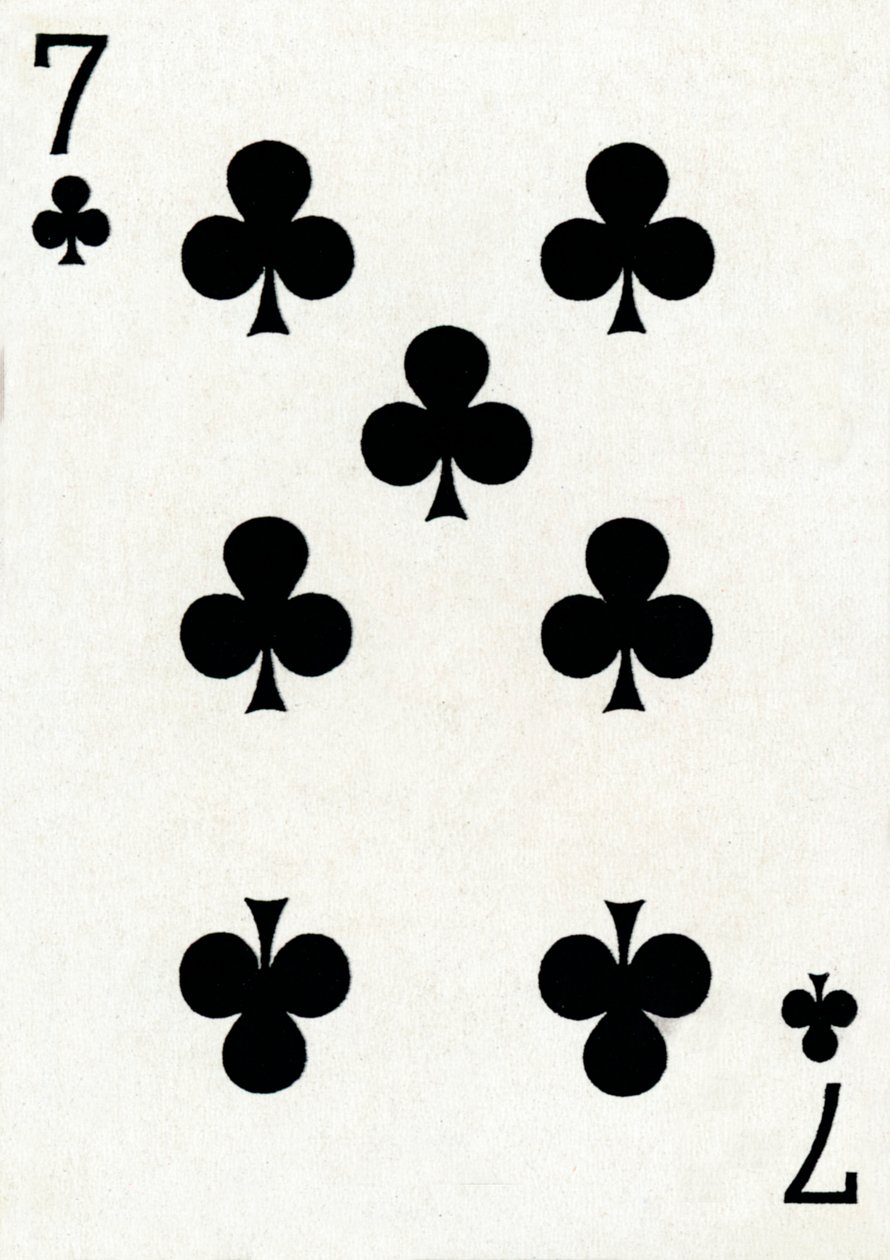 7 der Klubs aus einem Kartenspiel von Goodall & Son Ltd., ca. 1940 von Unbekannt