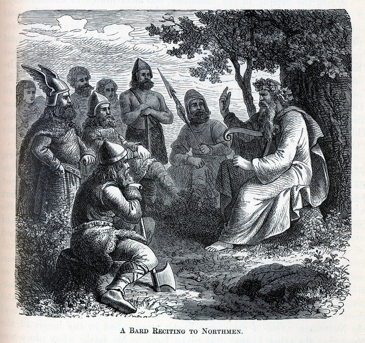 Ein Barde rezitiert vor Nordmännern, 1882 von Unbekannt