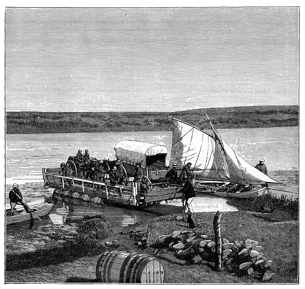 Eine Fähre auf dem Vaal-Fluss, Transvaal, Südafrika, ca. 1890 von Unbekannt