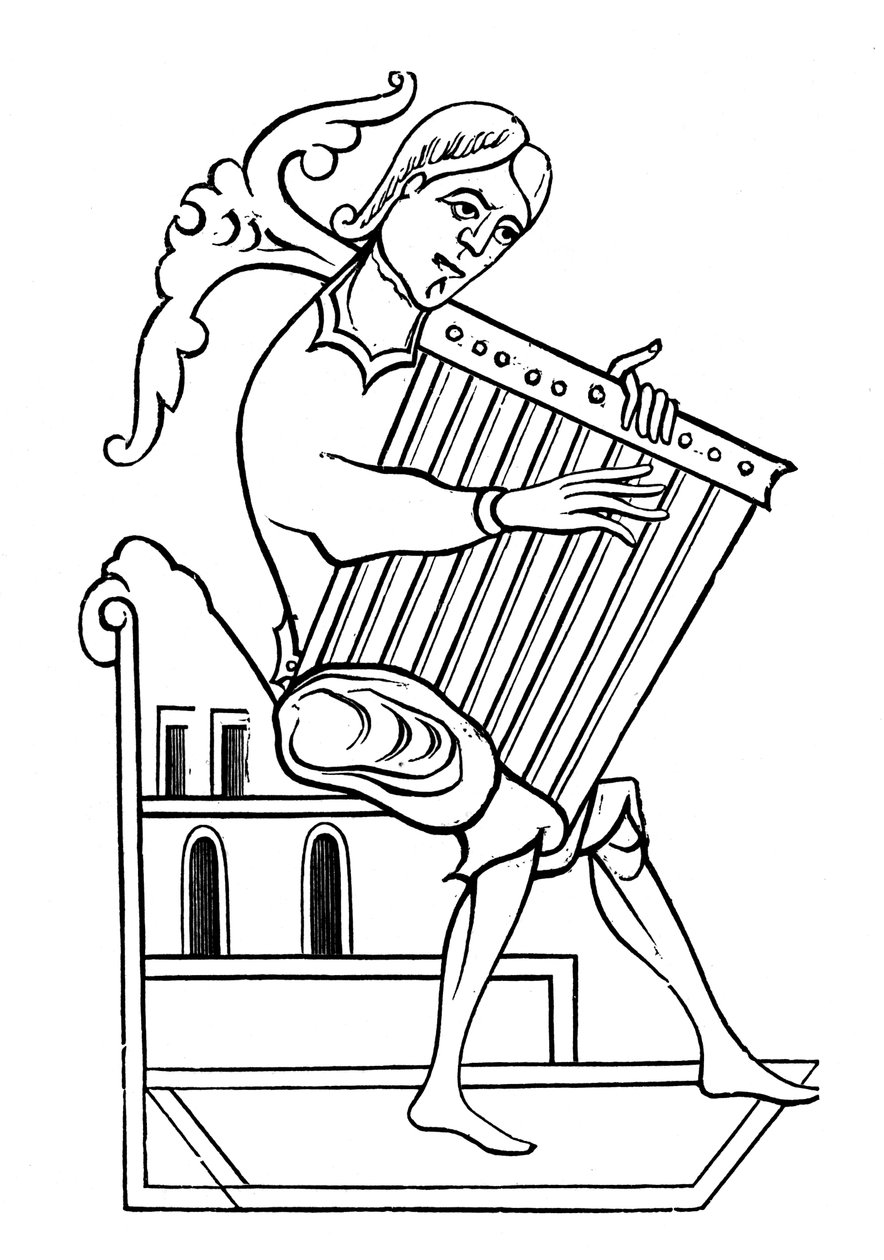 Ein Psalterspieler, 9. Jahrhundert, 1870 von Unbekannt