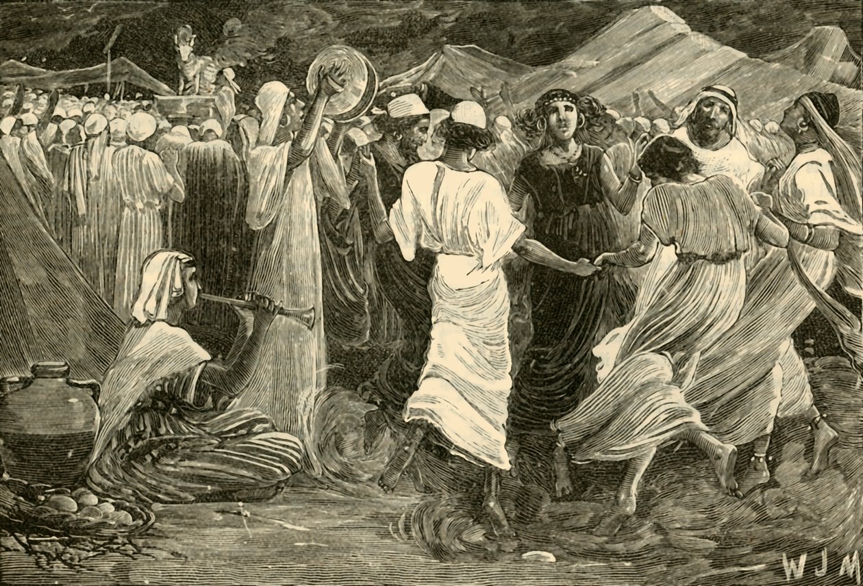 Aaron und die Israeliten beten das Kalb an, 1890 von Unbekannt