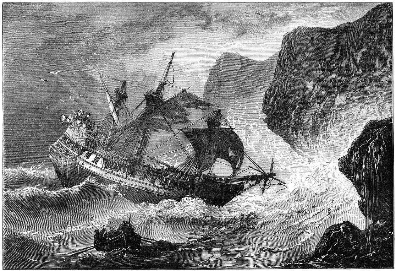Admiral Somers setzt sein Schiff auf Grund, Bermuda, 1609 um 1880 von Unbekannt
