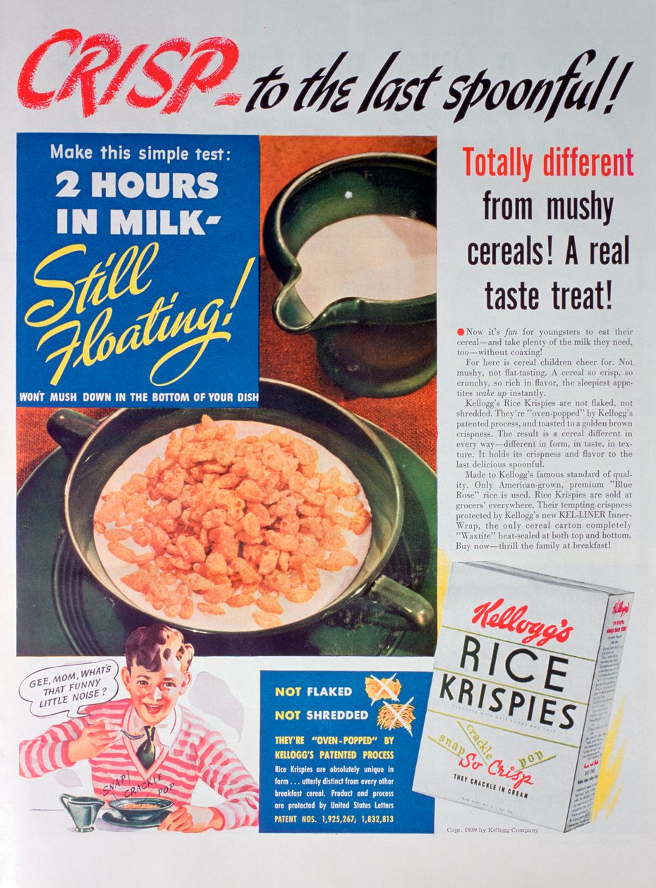 Werbung für Kelloggs Rice Krispies, 1939 von Unbekannt