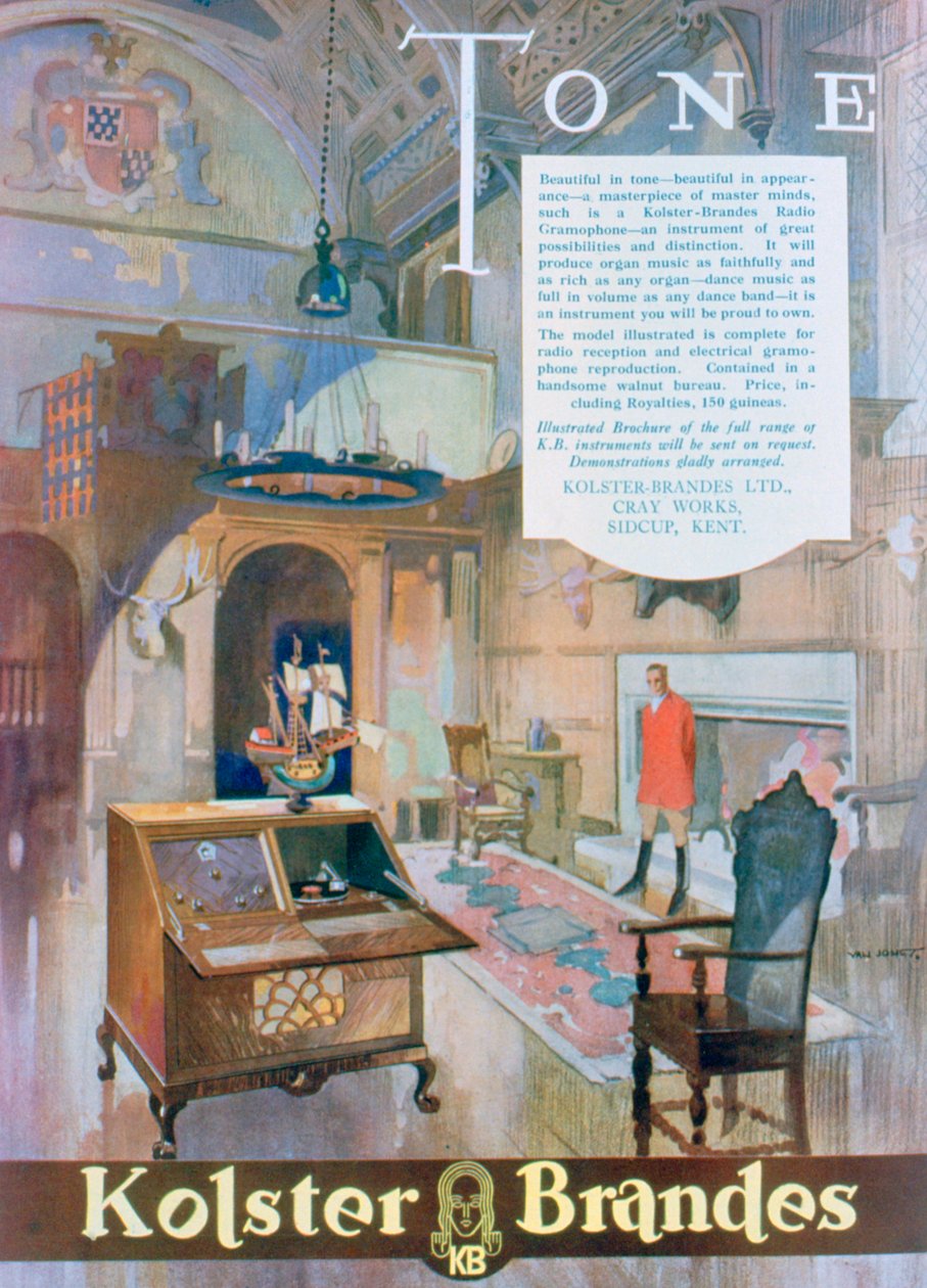 Werbung für Kolster Brandes Radiogrammophone, 1930 von Unbekannt
