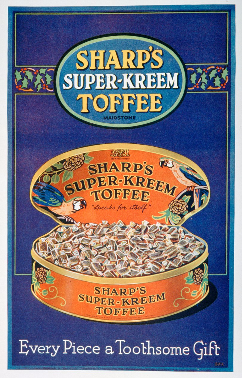 Werbung für Sharps Super-Kreem Toffee, 1928 von Unbekannt