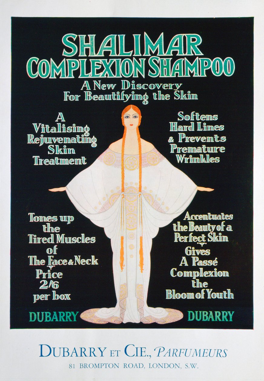 Werbung für Shalimar-Teintshampoo von Dubarry, 1930 von Unbekannt