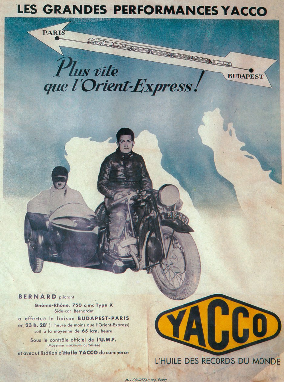 Werbung für Yacco-Motoröl, 1936 von Unbekannt