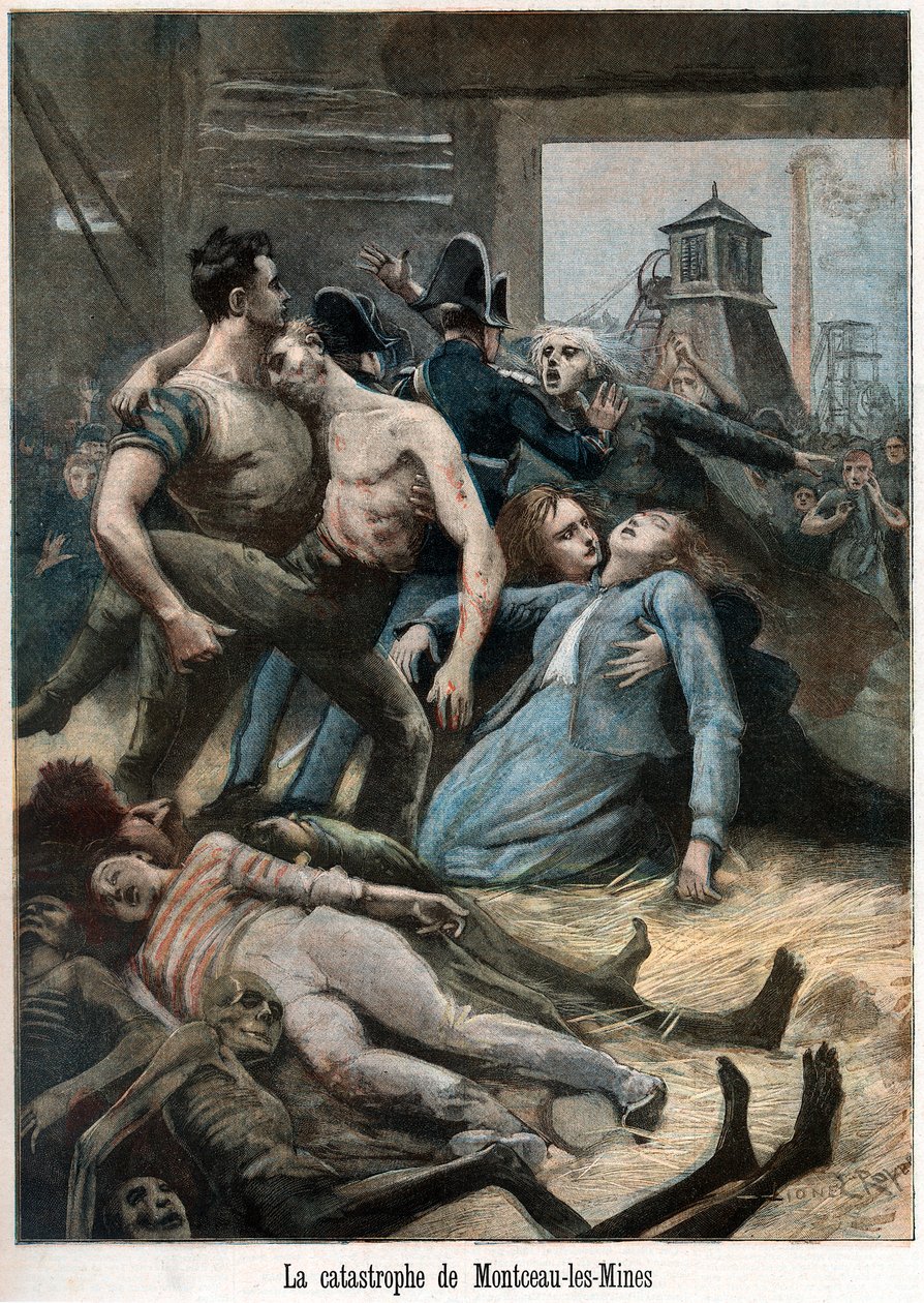 Nachwirkungen eines Grubenunglücks, Montceau-les-Mines, Frankreich, 1895 von Unbekannt