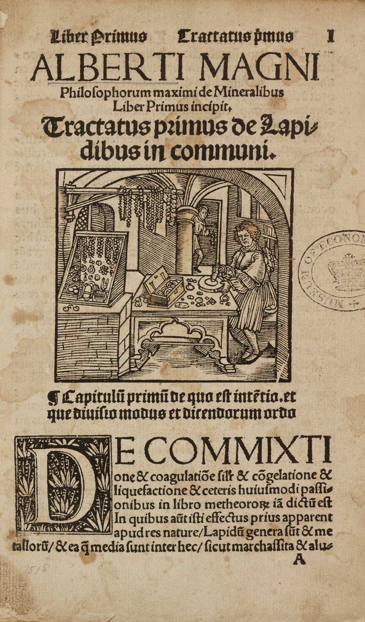 Alchemie & Frühe Chemie Titelblatt zu einem mittelalterlichen deutschen Werk über Mineralogie und Alchemie von Unbekannt