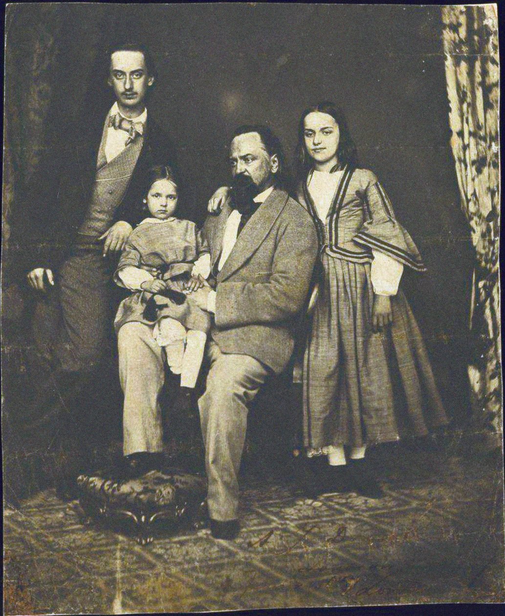 Alexander Herzen mit seinen Kindern nach dem Tod seiner Frau Natalie von Unbekannt