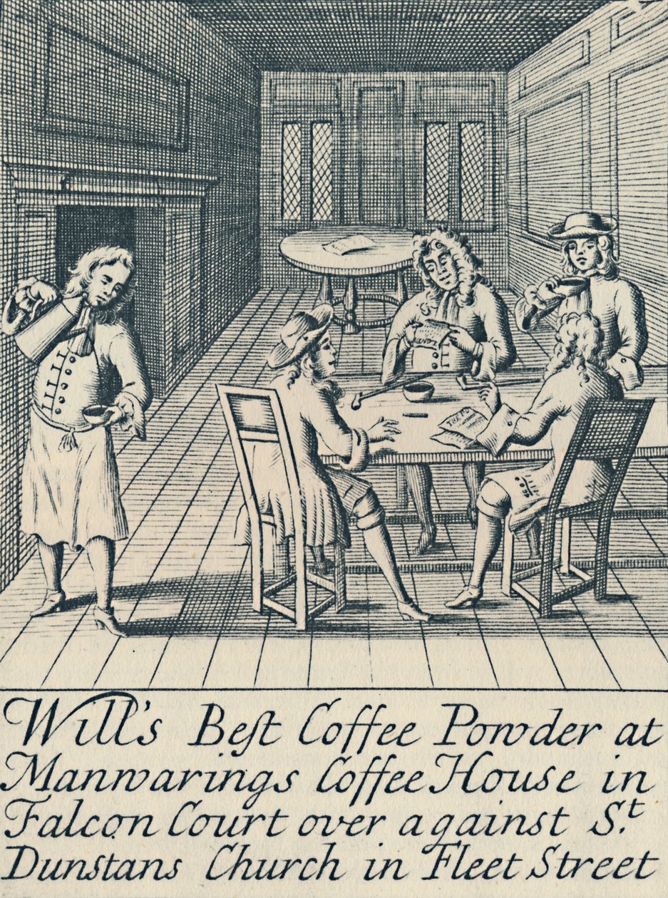 Eine Werbung für Wills Coffee House um 1700, 1944 von Unbekannt