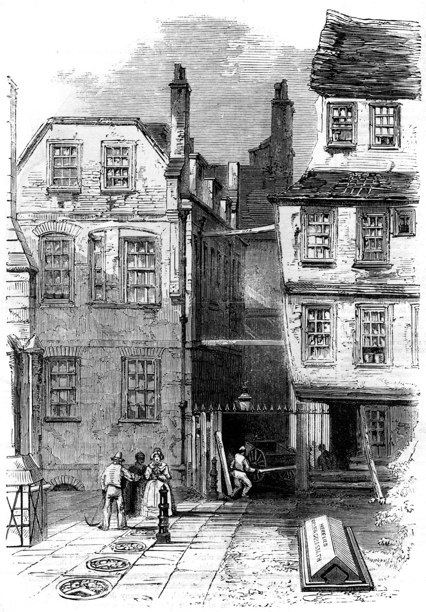 Alte Häuser im Tempel und das Grab von Oliver Goldsmith, London, 1860 von Unbekannt