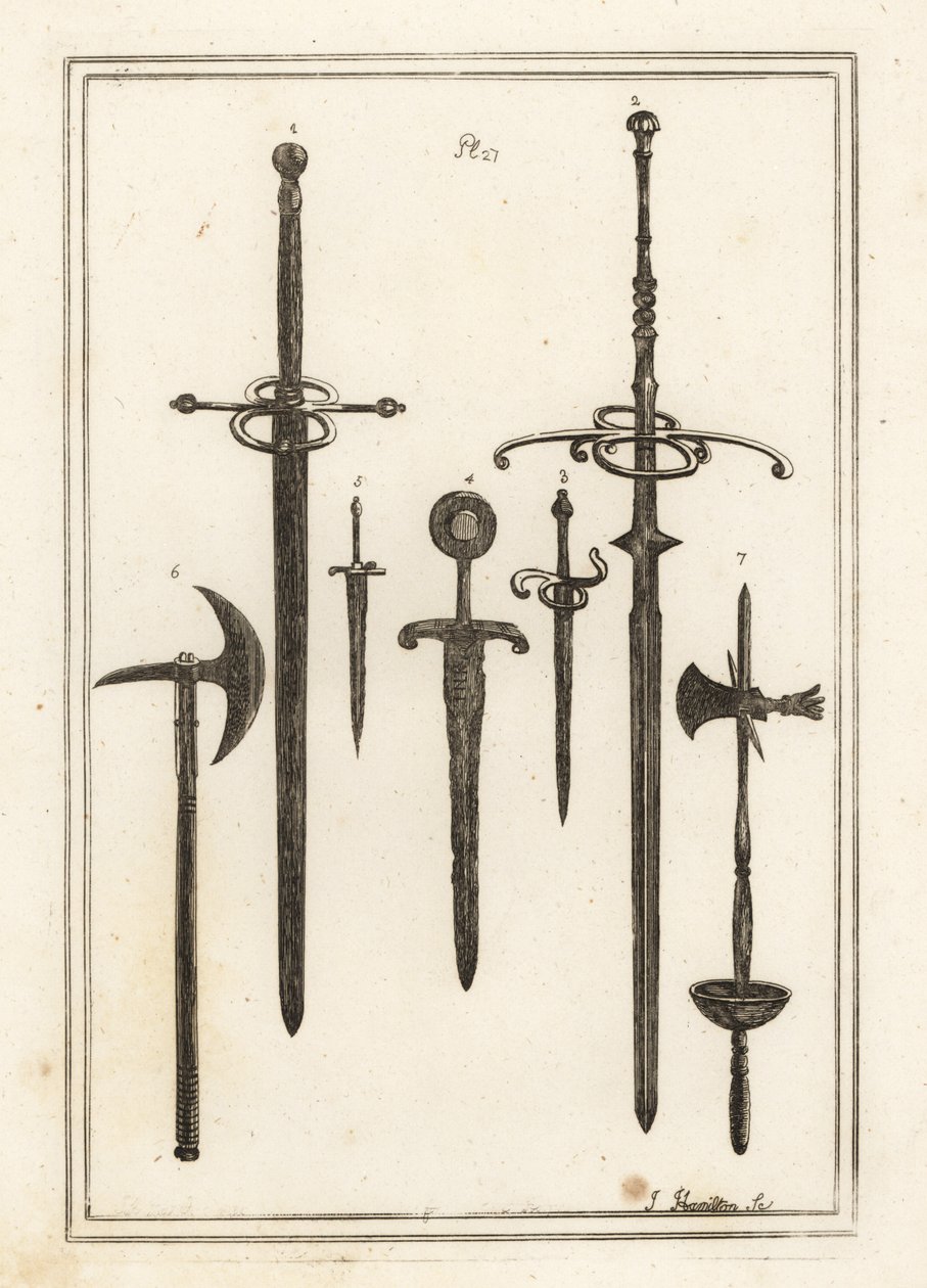 Antikes Zweihandschwert, Dolch, Schwert und Dolch der Ritter von St. von Unbekannt