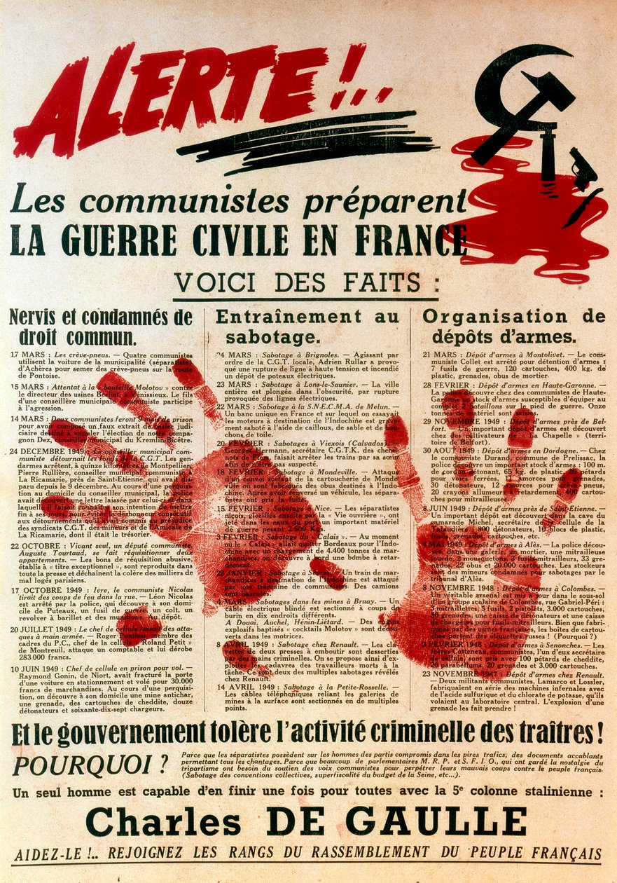 Antikommunistisches pro-gaullistisches Plakat, 1949 von Unbekannt