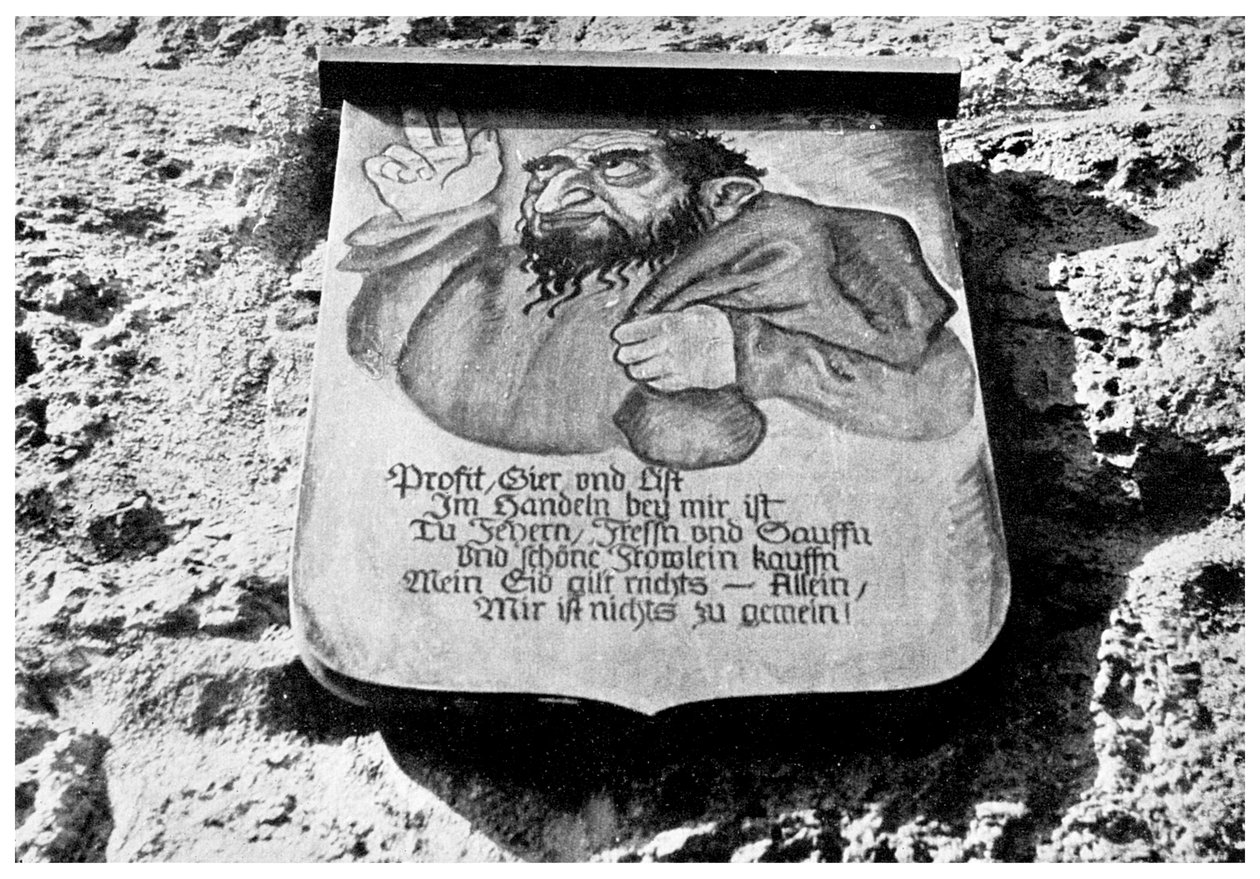 Antisemitismus: mittelalterliche Inschrift an der Stadtmauer, Rothenburg, Deutschland von Unbekannt