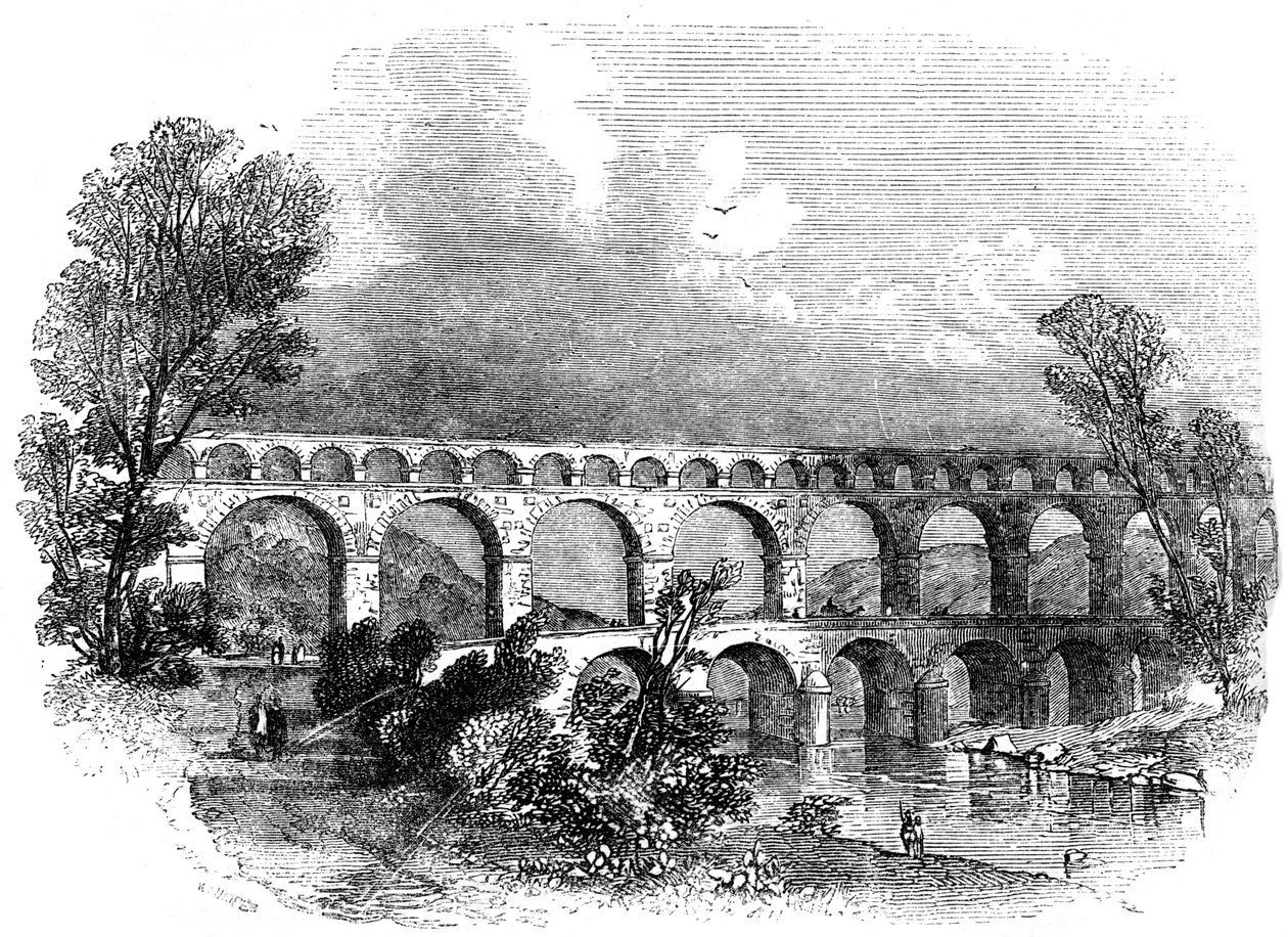 Aquädukt von Nimes am Pont du Gard, Frankreich, 1886 von Unbekannt