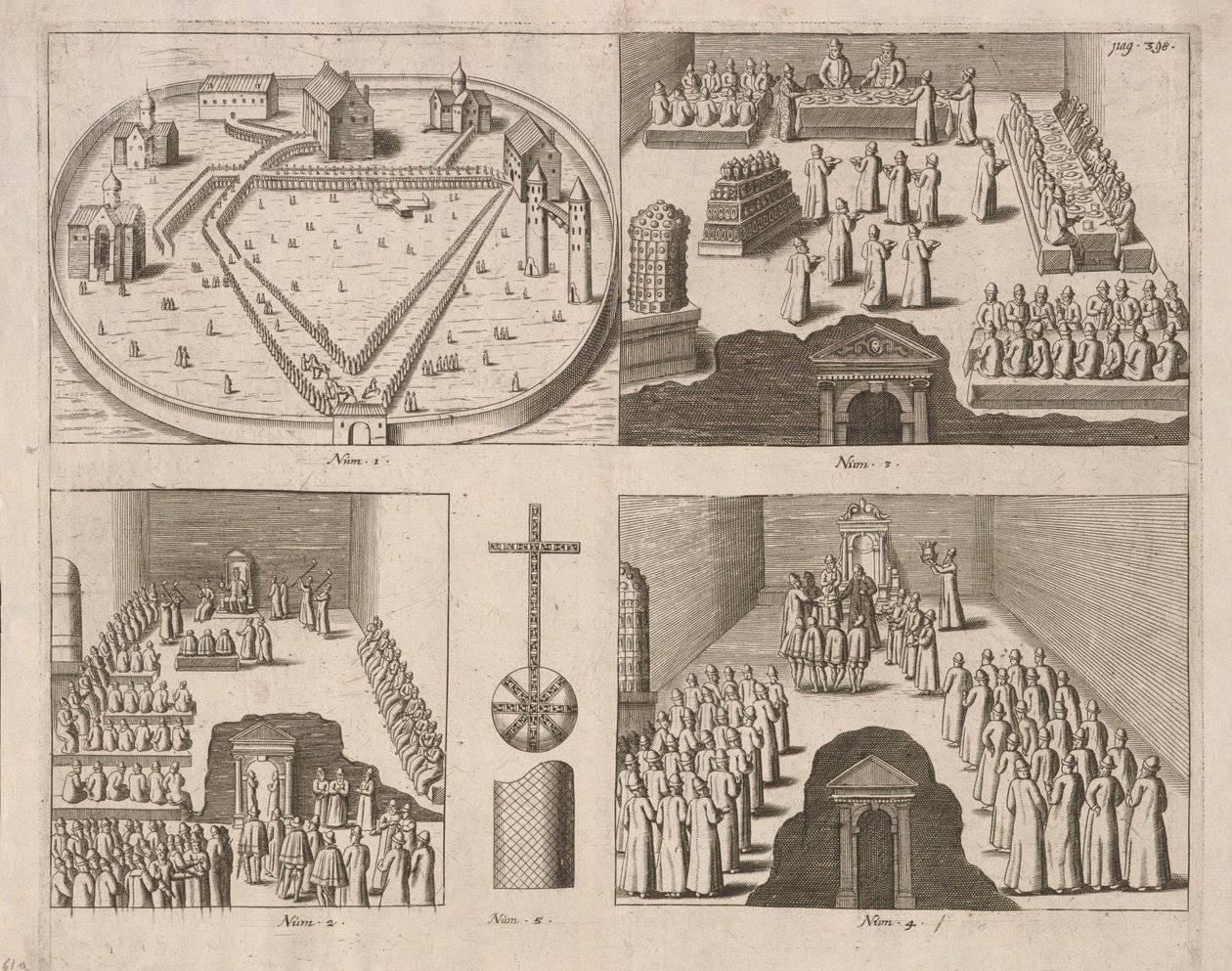 Audienz beim russischen Zaren, Moskau. Veröffentlicht von Jacob Ulfeldt, 1578 von Unbekannt
