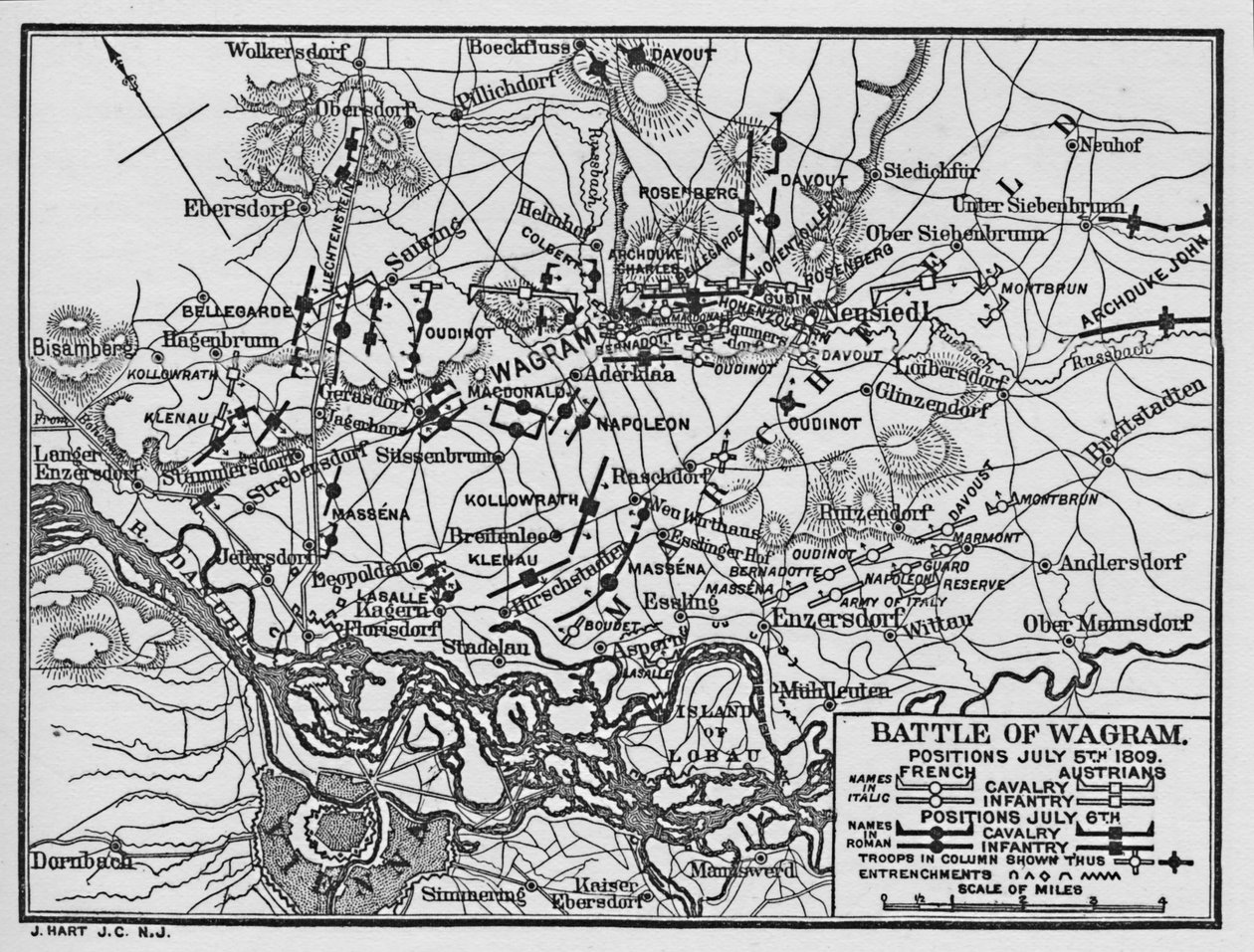 Schlacht von Wagram, Positionen am 5. Juli 1809, 1896 von Unbekannt
