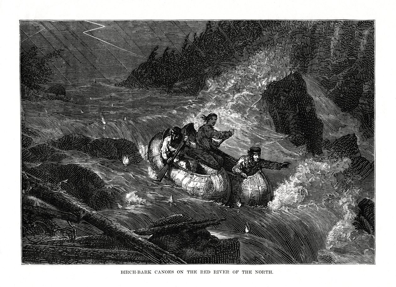 Birkenrindenkanus am Red River of the North, Vereinigte Staaten von Unbekannt