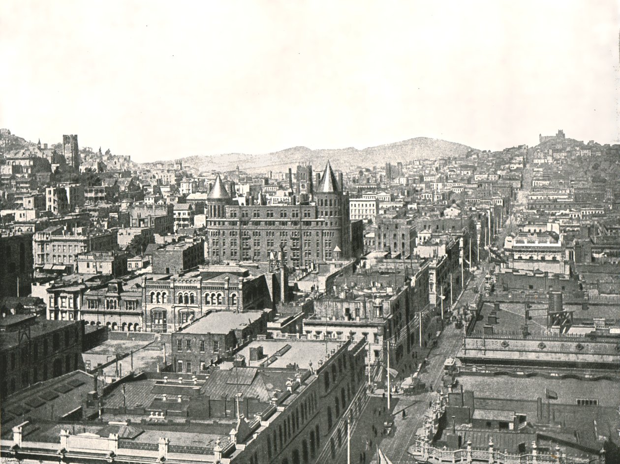 Vogelperspektive vom Turm des Chronicle-Gebäudes, San Francisco, USA, 1895 von Unbekannt