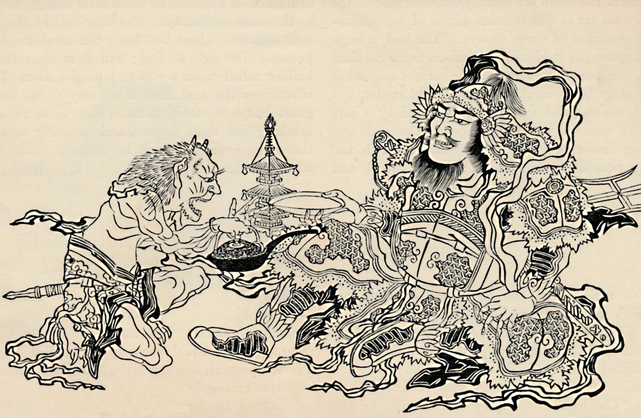 Bishamon und der dienende Dämon, 1886 von Unbekannt