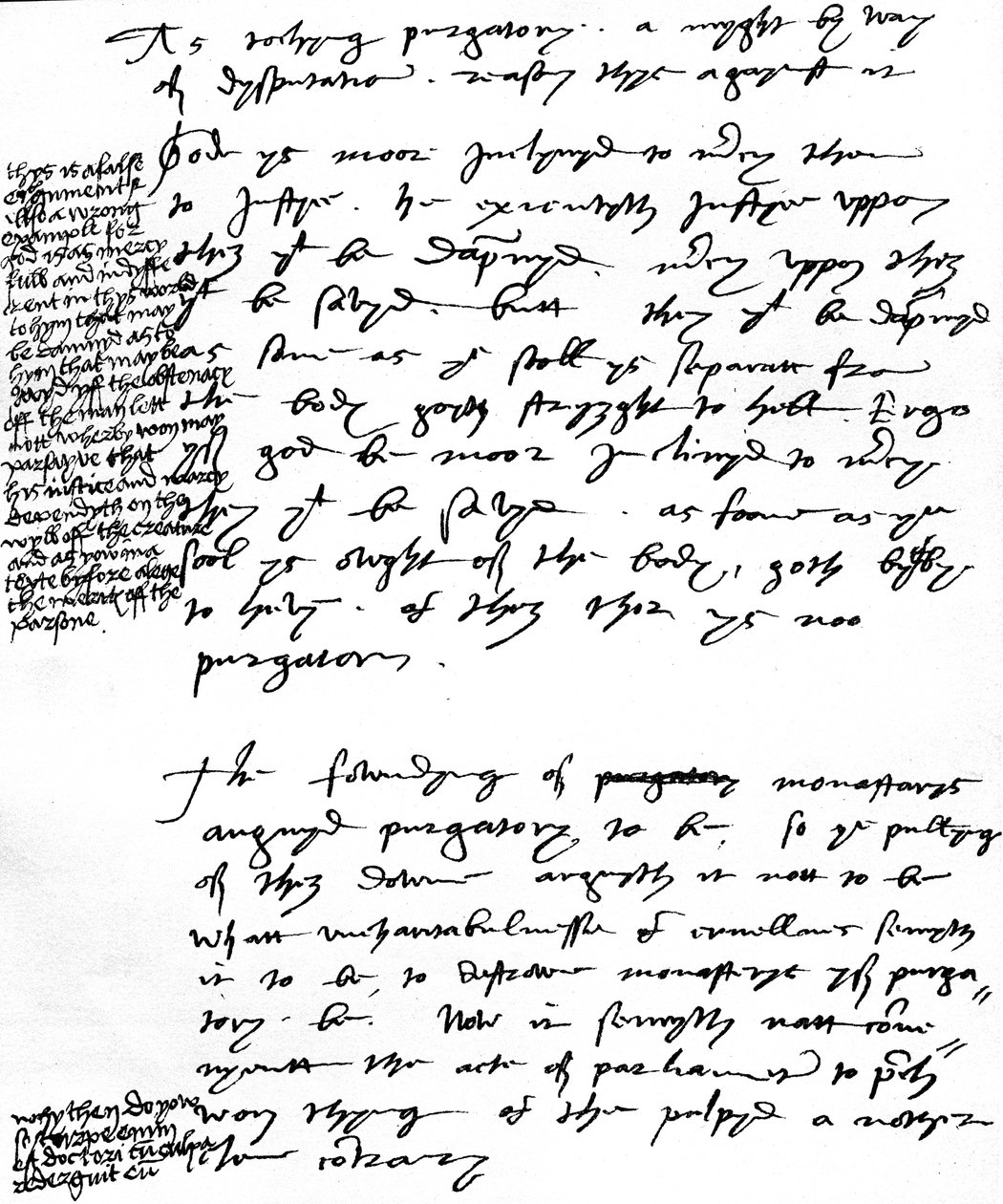 Bischof Latimers Argumente gegen die katholische Lehre des Fegefeuers mit Randnotizen von König Heinrich VIII., ca. 1538 von Unbekannt
