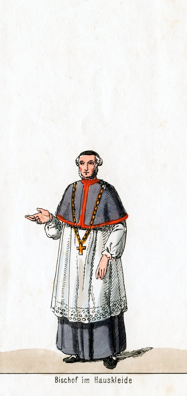 Bischof in Hauskleidung, Kostümentwurf für Shakespeares Stück, Heinrich VIII., 19. Jahrhundert von Unbekannt