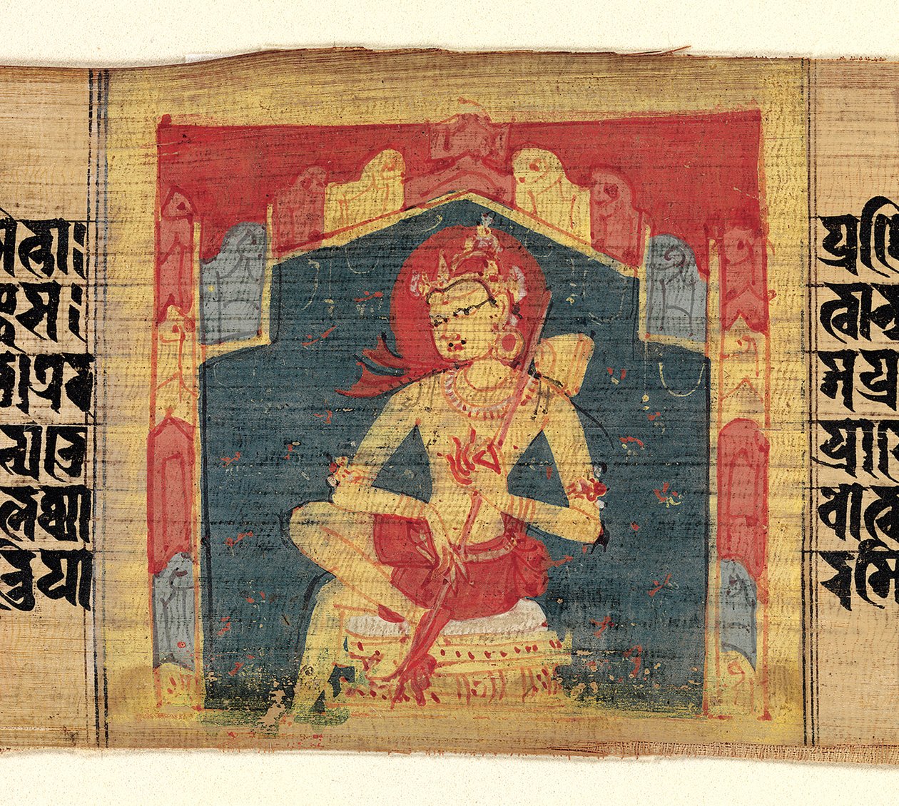 Bodhisattva in einer Berggrotte, spielt ein Saiteninstrument Vina..., ca. 1090 von Unbekannt
