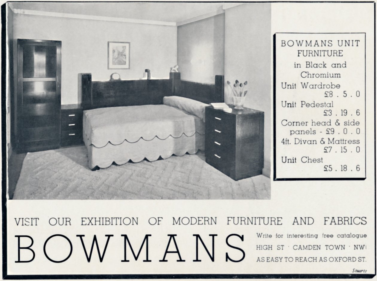 Bowmans - Besuchen Sie unsere Ausstellung moderner Möbel und Stoffe, 1935 von Unbekannt