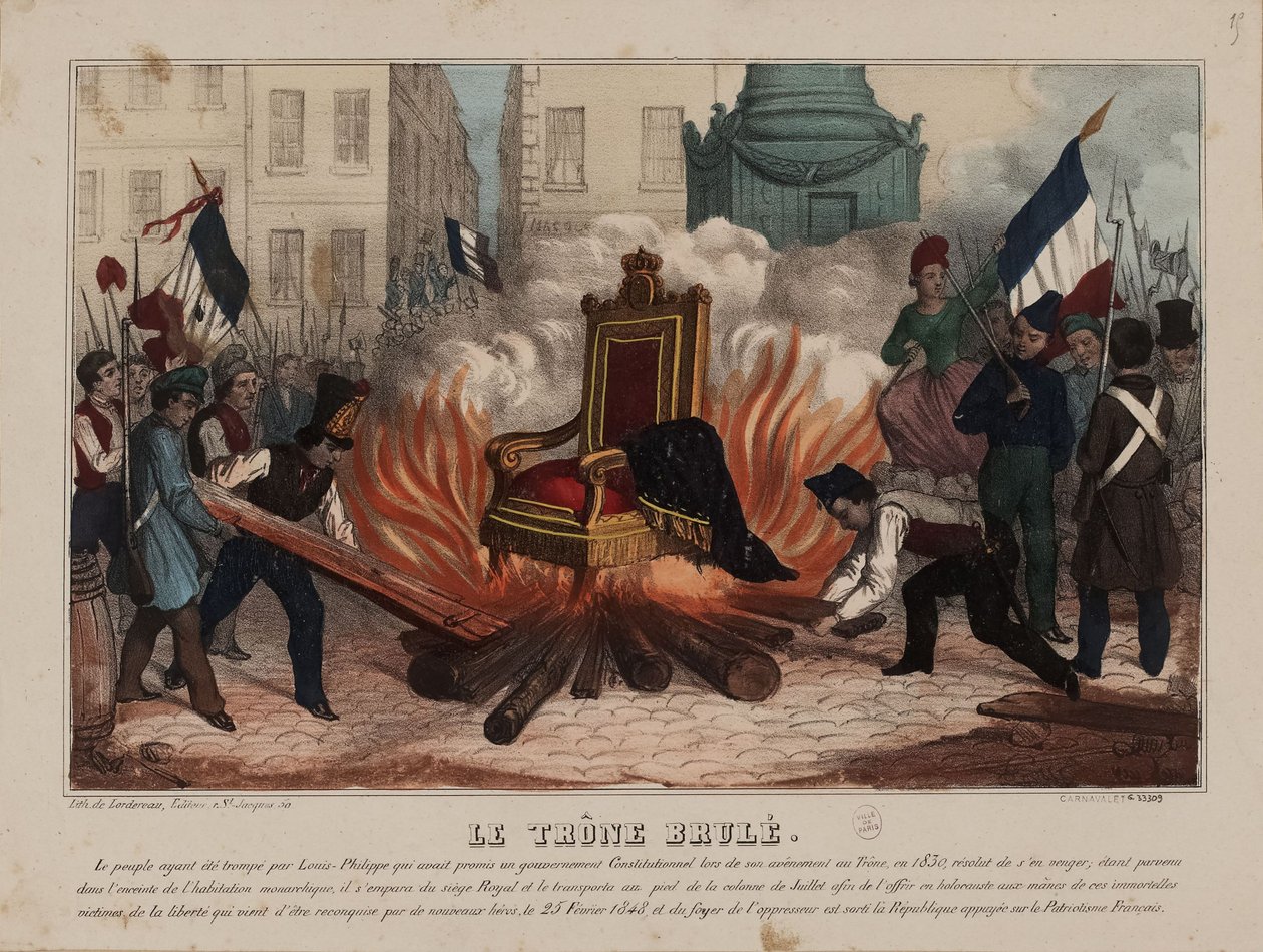 Verbrennung des Throns von König Louis Philippe am 25. Februar 1848 von Unbekannt
