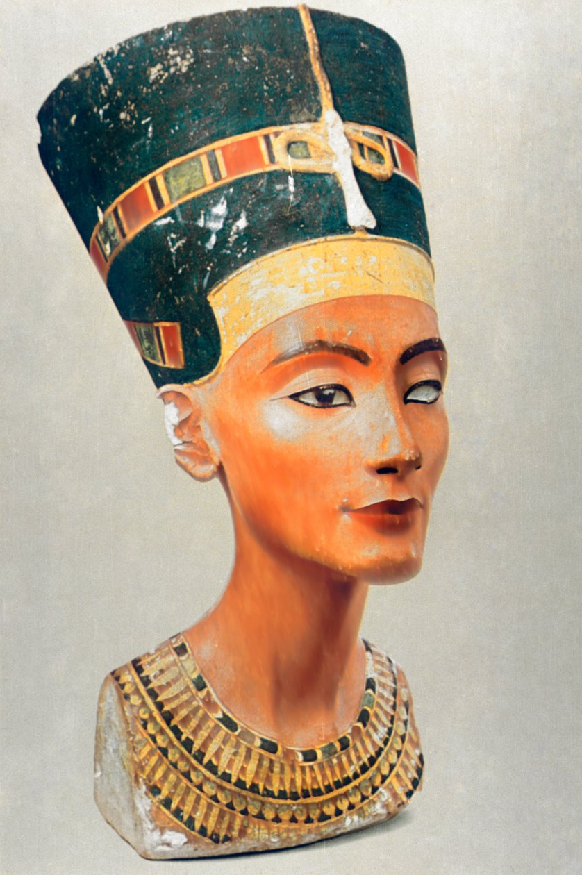 Büste der Nofretete, Königin und Frau des altägyptischen Pharaos Echnaton Amenophis IV von Unbekannt