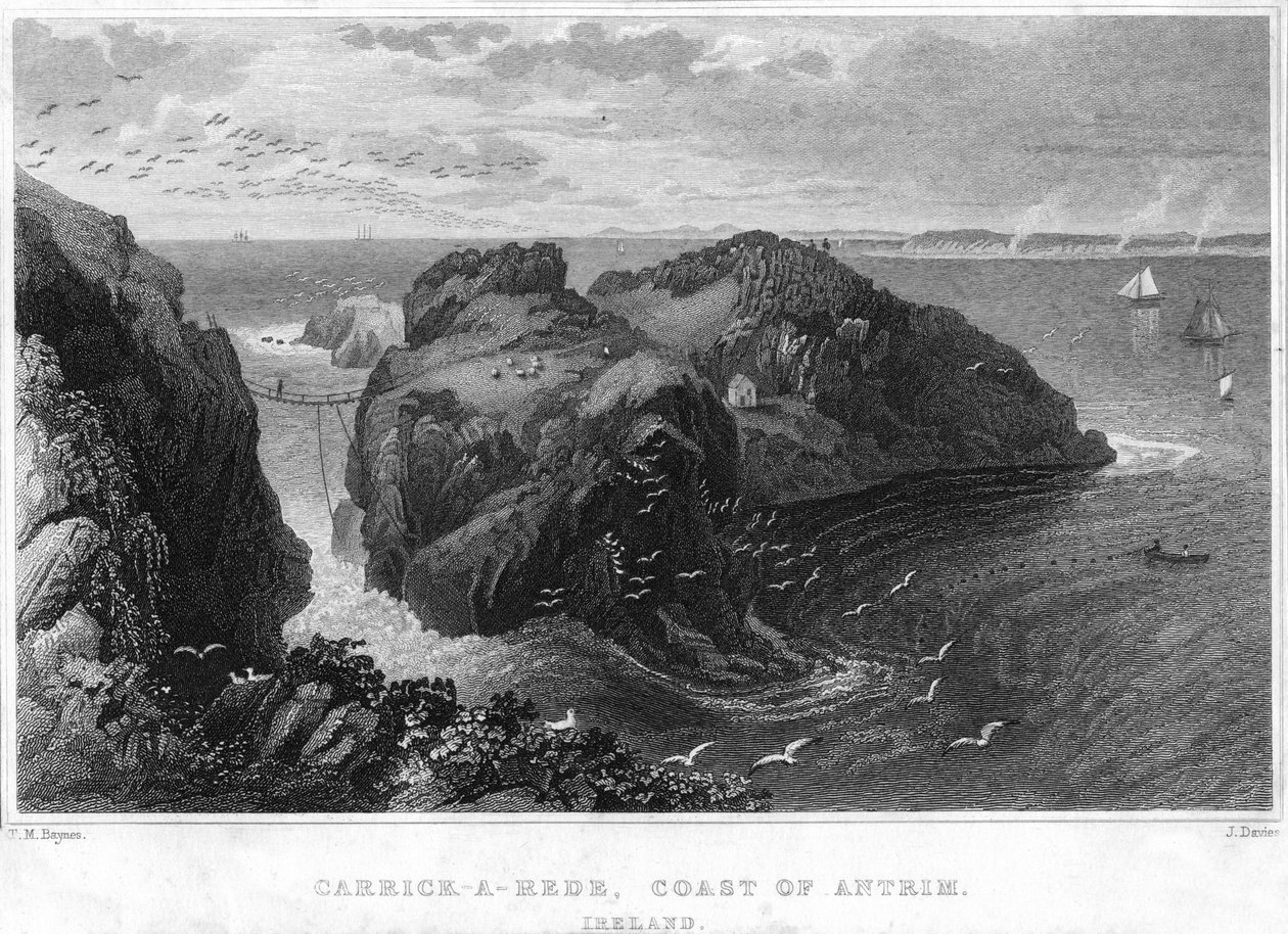 Carrick-A-Rede, Küste von Antrim, Irland, 19. Jahrhundert von Unbekannt