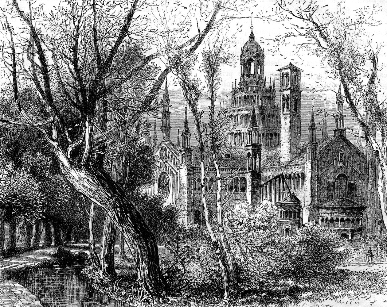 Certosa di Pavia oder Kartause von Pavia, Lombardei, Italien, 19. Jahrhundert von Unbekannt
