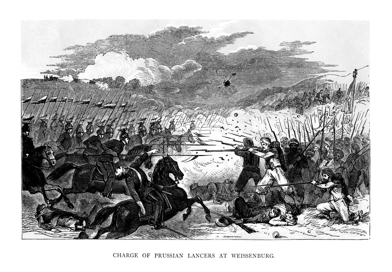 Angriff der preußischen Lanzenreiter bei Weißenburg, 1870, 1875 von Unbekannt
