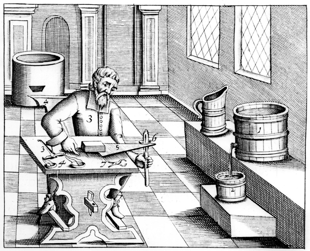 Überprüfung der Qualität von Salpeter, Kaliumnitrat oder KN03, 1683 von Unbekannt