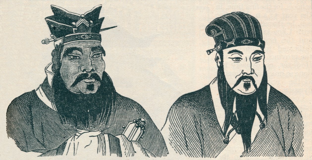 Chinesische Porträts von Konfuzius und seinem großen Anhänger Mencius von Unbekannt