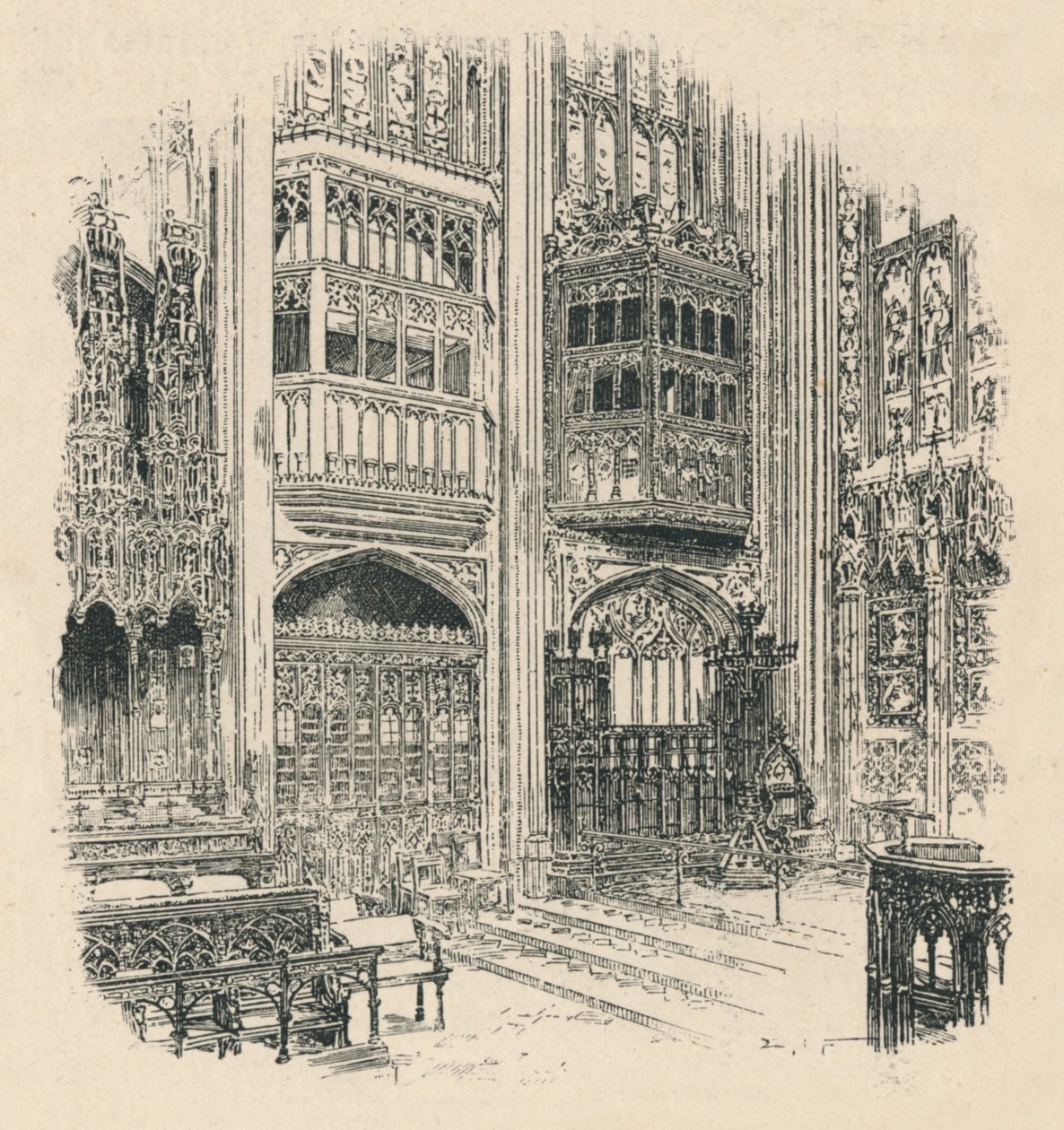 Chorgestühl und Königliche Loge, St. Georges Kapelle, 1895 von Unbekannt