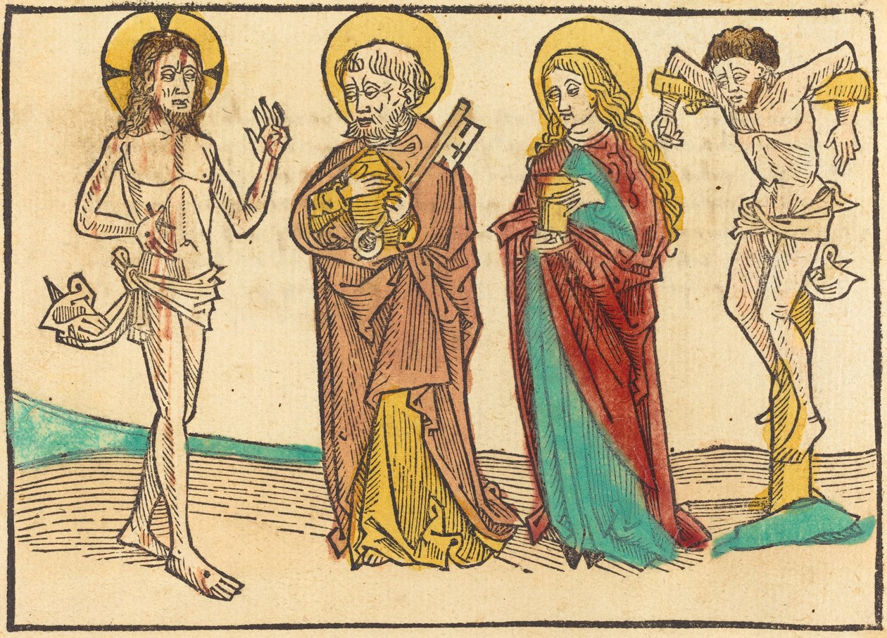 Christus zeigt seine Wunden Petrus, der Magdalena und dem guten Dieb, 1480-1490 von Unbekannt