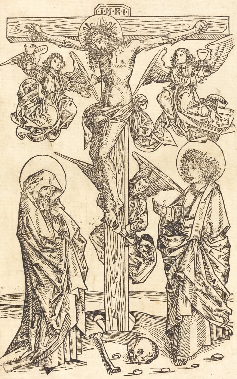 Christus am Kreuz mit Engeln, 1490-1500 von Unbekannt