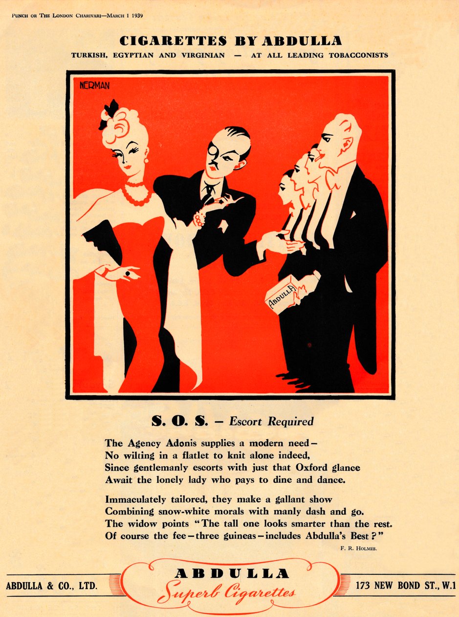 Zigaretten von Abdulla - S.O.S. - Eskorte erforderlich, 1939 von Unbekannt