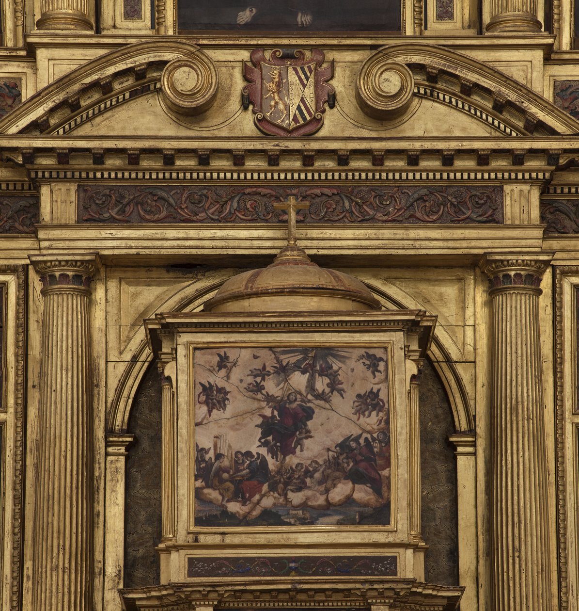 Kollegiatskirche. Innenraum. Der Hochaltar. Detail. Mitte. Gemälde. 1624 von Unbekannt