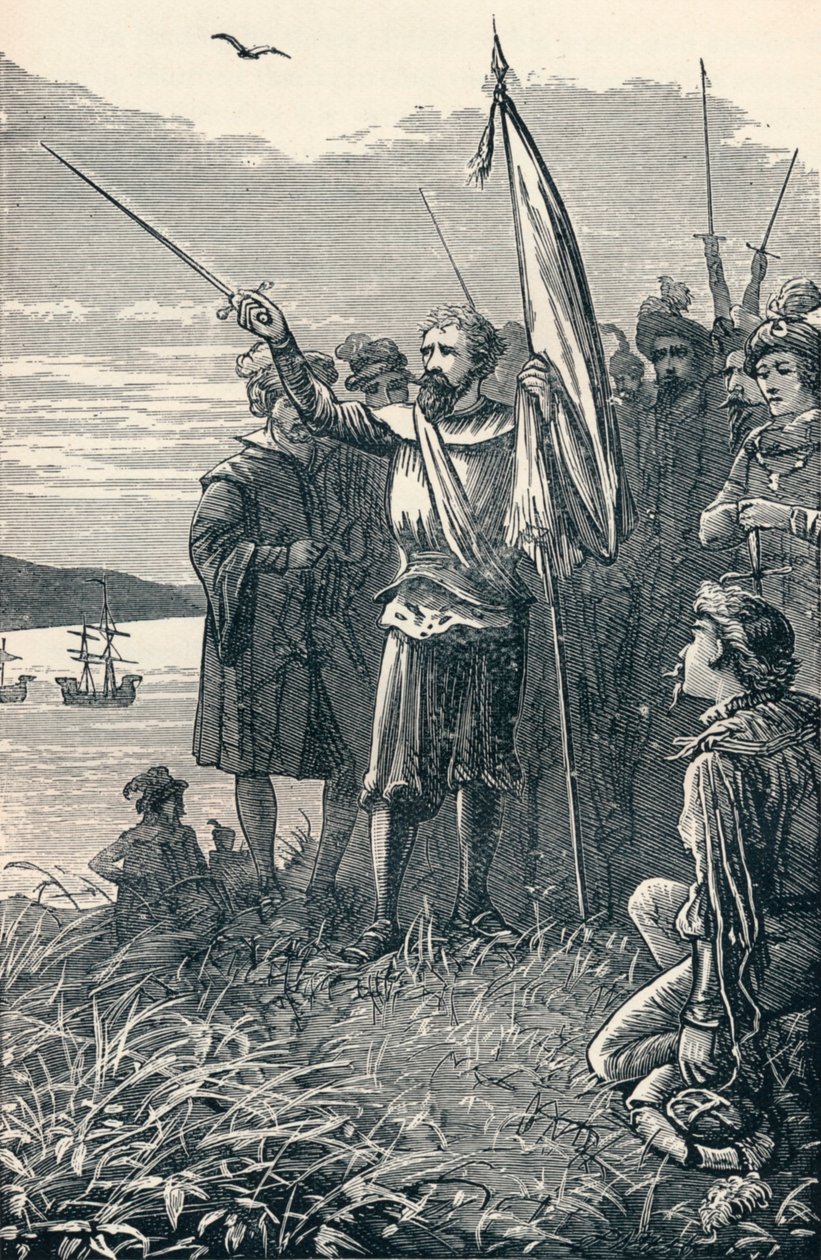 Kolumbus nimmt San Salvador für Spanien in Besitz, 1904 von Unbekannt
