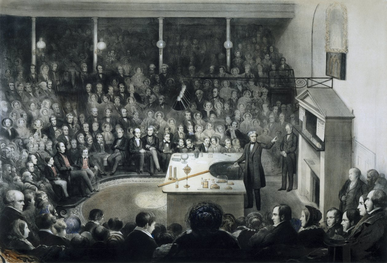 Vortrag des Physikers Michael Faraday (1791-1867) vor der Royal Institution in London am 27. Dezember 1855 in Anwesenheit von Prinz Albert von Sachsen-Coburg und Gotha von Unbekannt