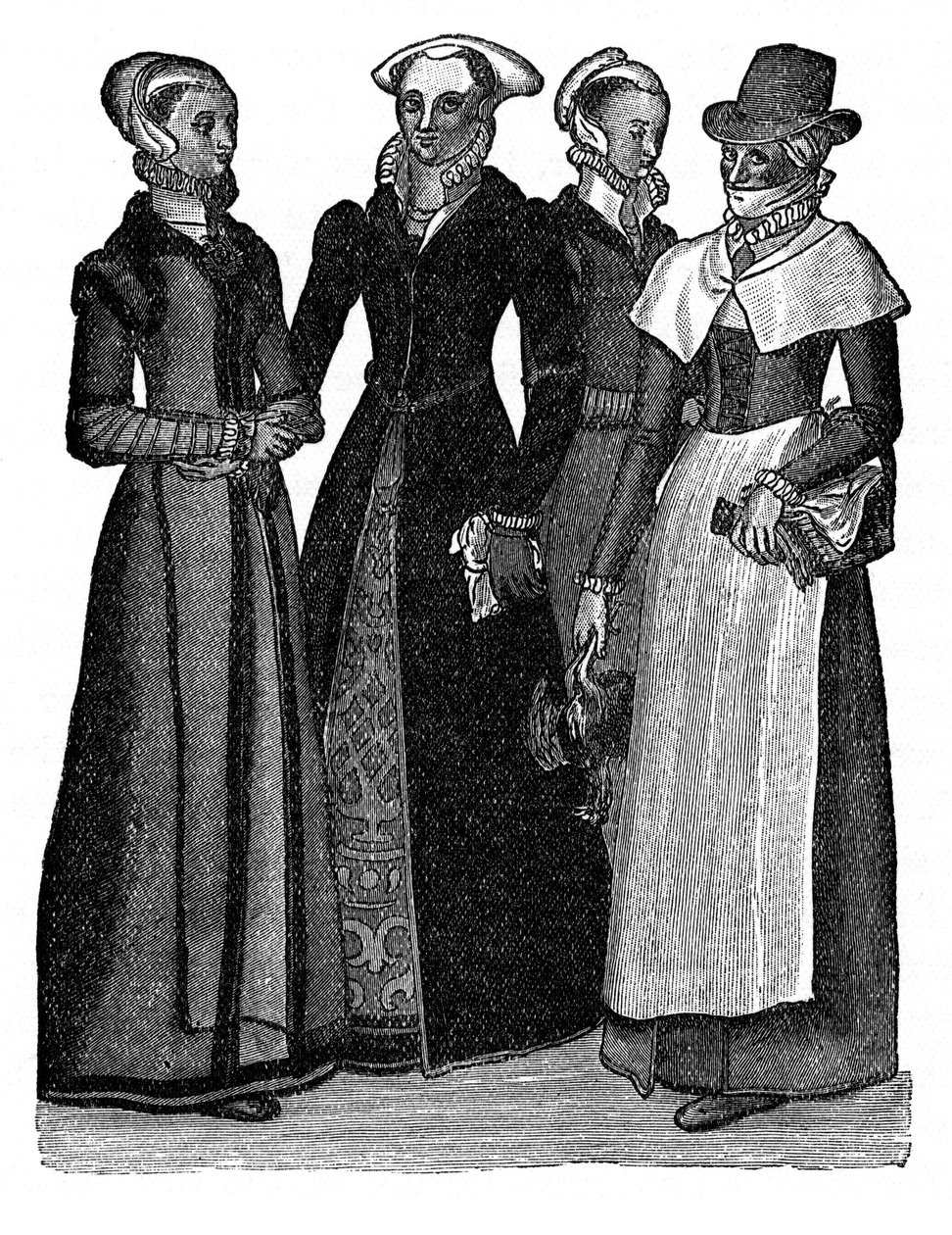 Kostüme von Stadt- und Landfrauen, 16. Jahrhundert, 1910 von Unbekannt